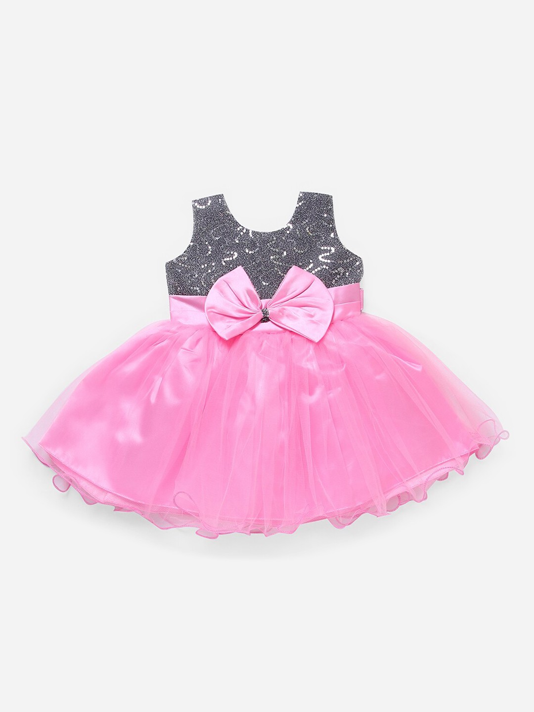 

The Magic Wand Girls Pink & Grey Embellished Fit and Flare Dress