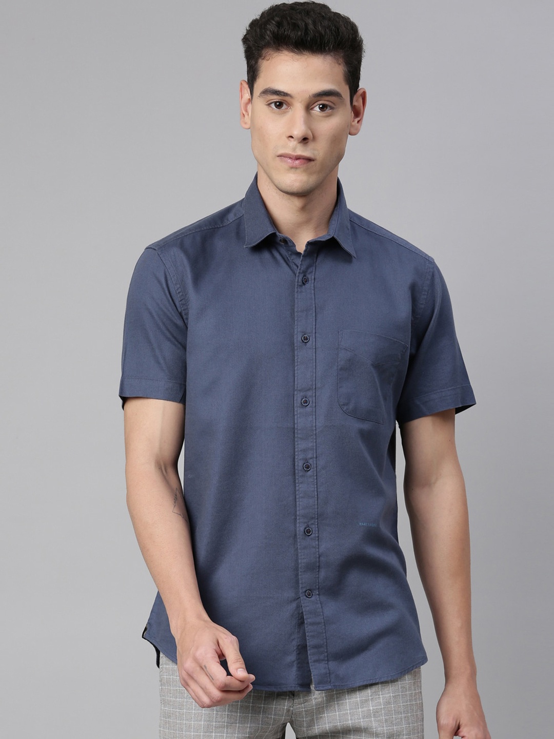 

RARE RABBIT Men Maral Regular Fit Solid Shirt, Blue