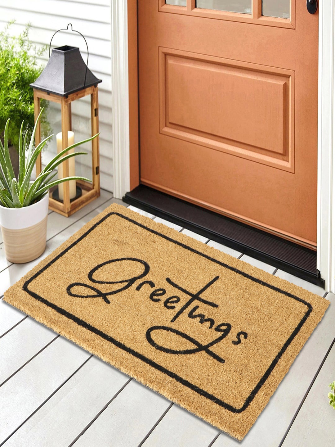 

HomeStorie Brown & Black Printed Anti-Skid Doormat