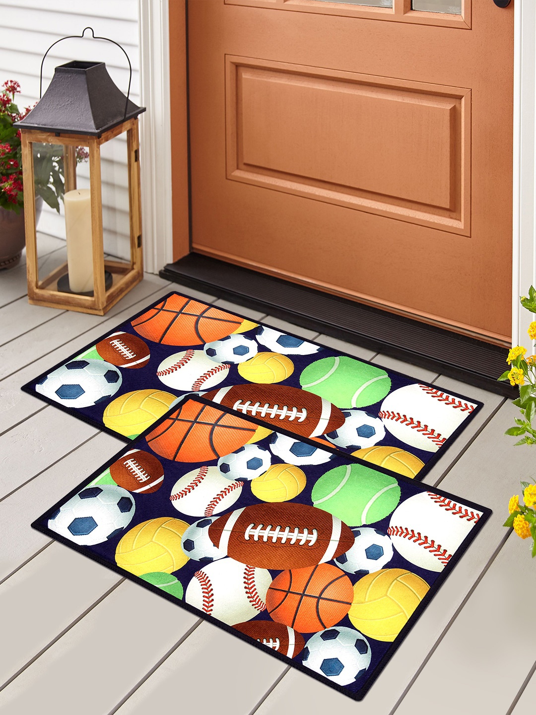 

Story@home Set of 2 Printed Anti-Skid Doormats, Yellow