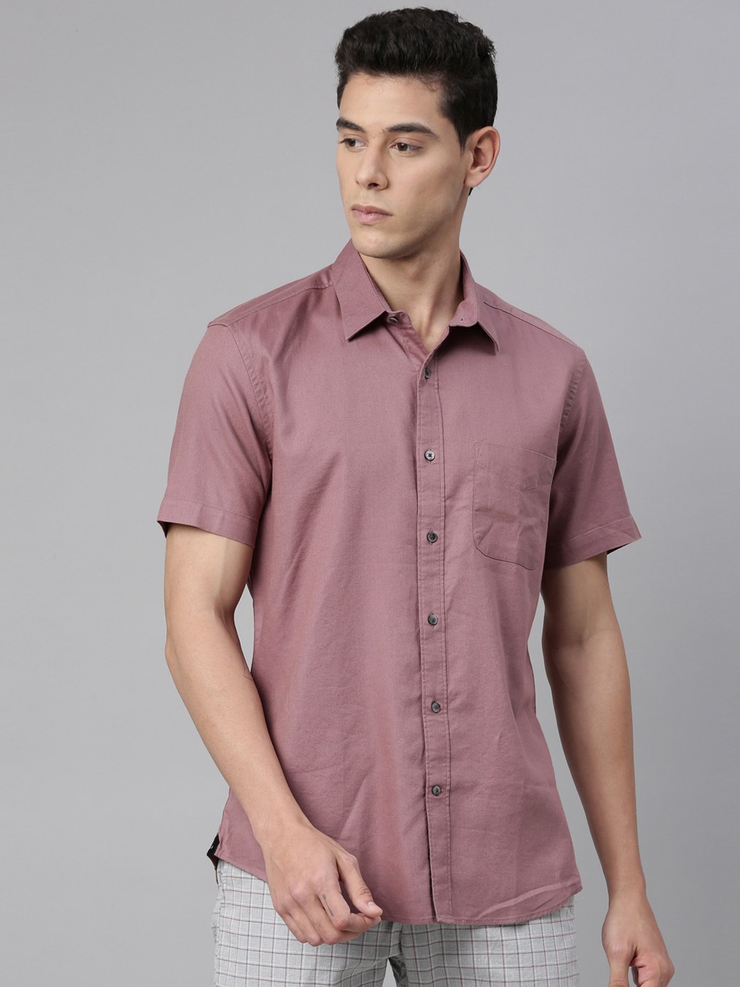 

RARE RABBIT Men Pink Regular Fit Solid Casual Shirt