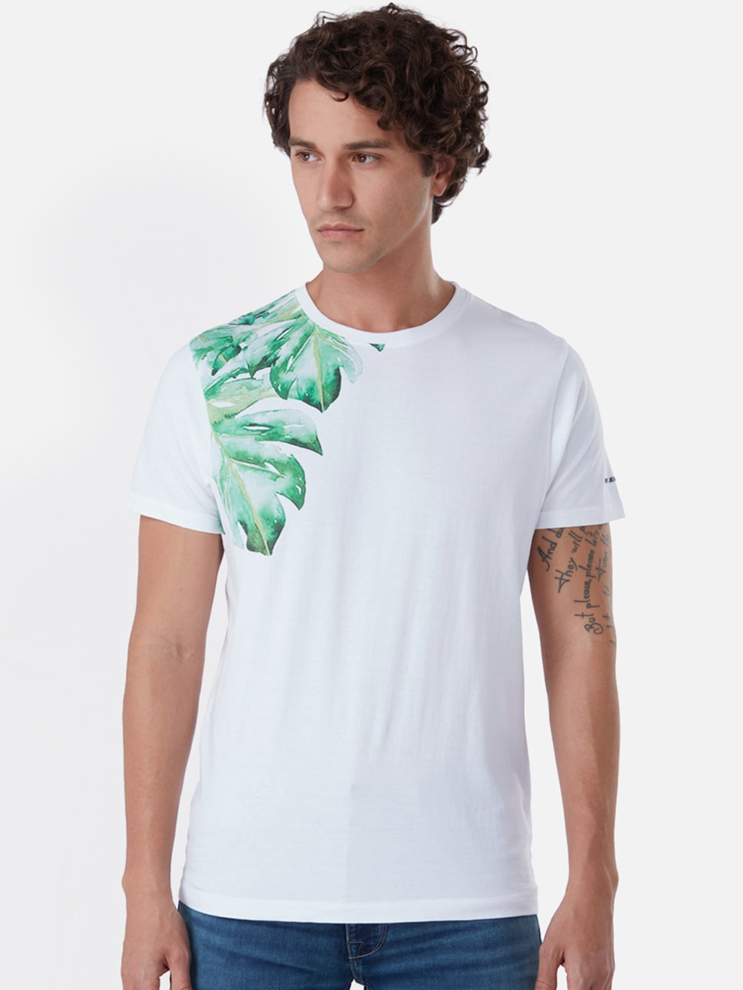 

Pepe Jeans Men White Printed Round Neck T-shirt