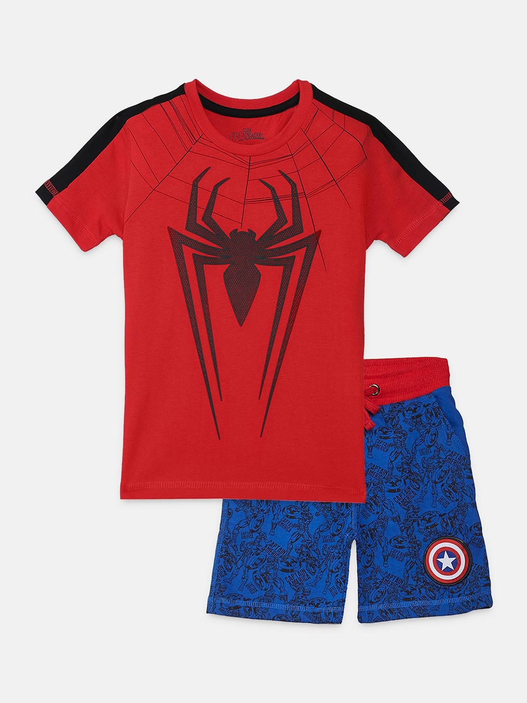 

Kids Ville Boys Red & Blue Amazing Spiderman Printed T-shirt with Shorts