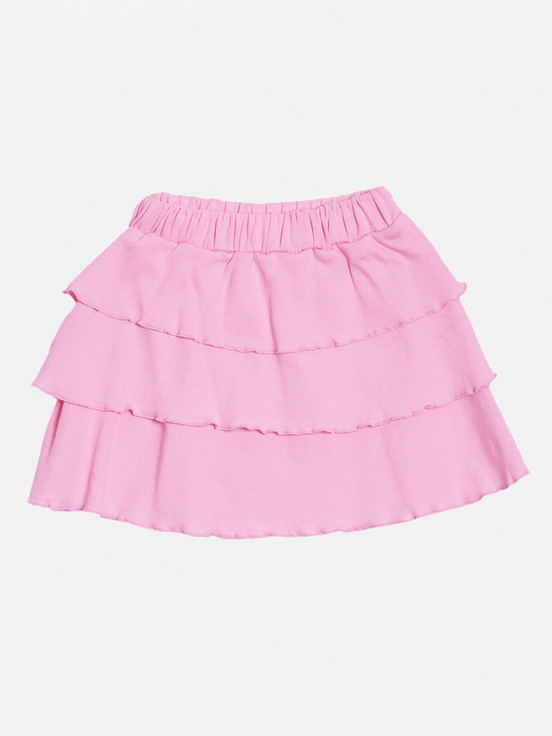 

Kryptic Girls Pink Solid Tiered knee-Length Skirt