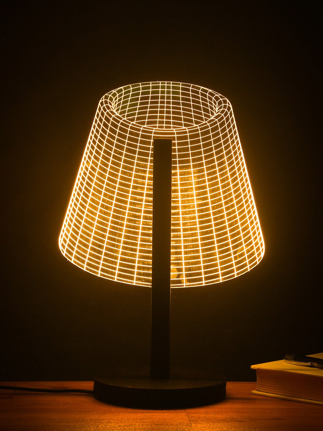 

Bigsmall Black & Transparent Self Design Quirky Bedside Lamp