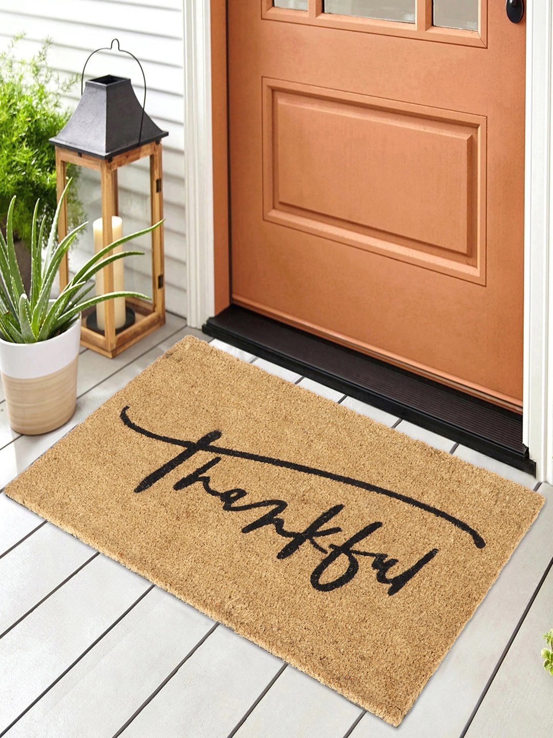 

HomeStorie Brown & Black Printed Coconut Coir Anti-Skid Doormat