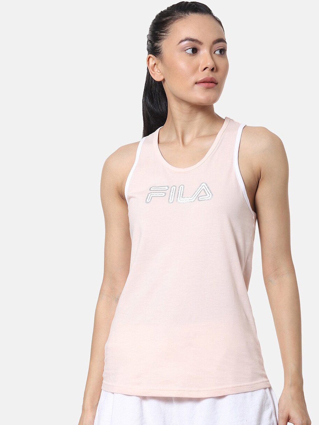 

FILA Women Pink Printed Scoop Neck T-shirt