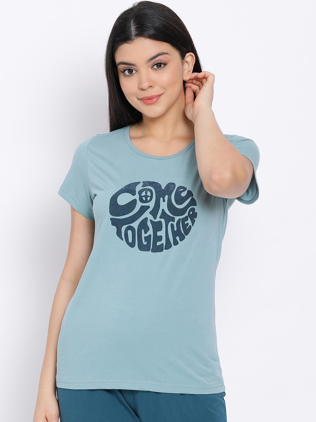 

Kanvin Women Blue Printed Lounge T-shirt