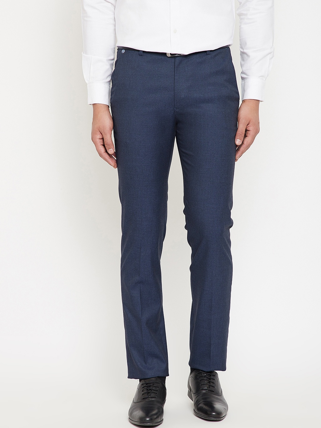

Canary London Men Navy Blue Slim Fit Solid Formal Trousers