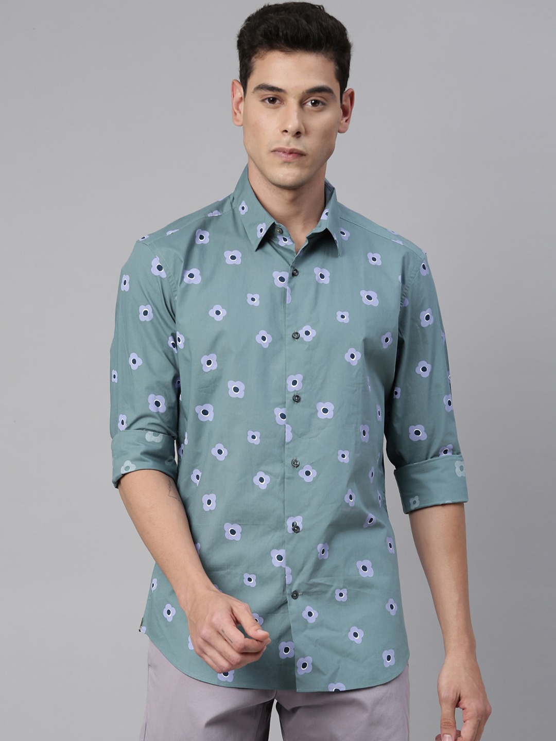 

RARE RABBIT Men Floren Regular Fit Printed Shirt, Green