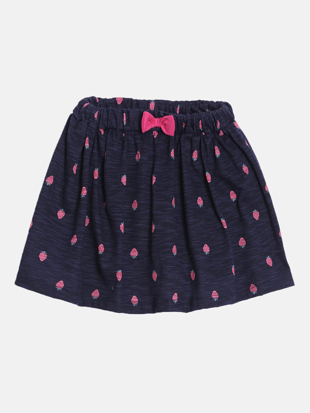 

Kryptic Girls Navy Blue & Pink Strawberry Printed Cotton Skorts
