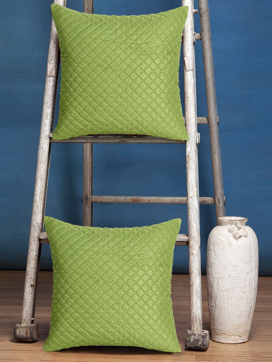 

Mezposh Green Set of 2 Checked Square Cushion Covers