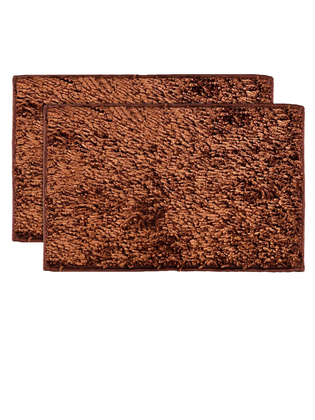 

Kuber Industries Set of 2 Brown Anti-Skid Shaggy Doormats