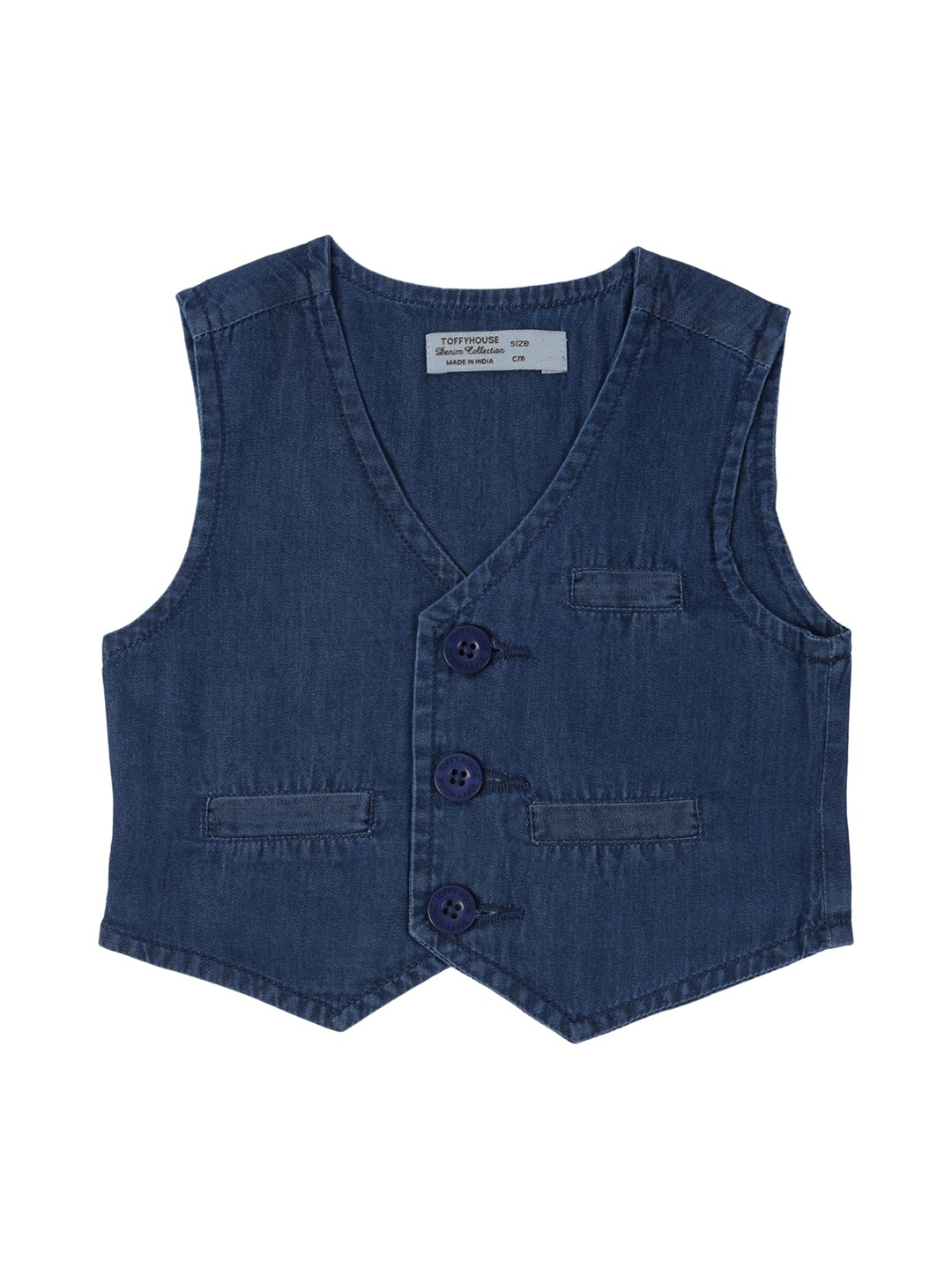 

TOFFY HOUSE Boys Blue Washed Denim Waistcoat