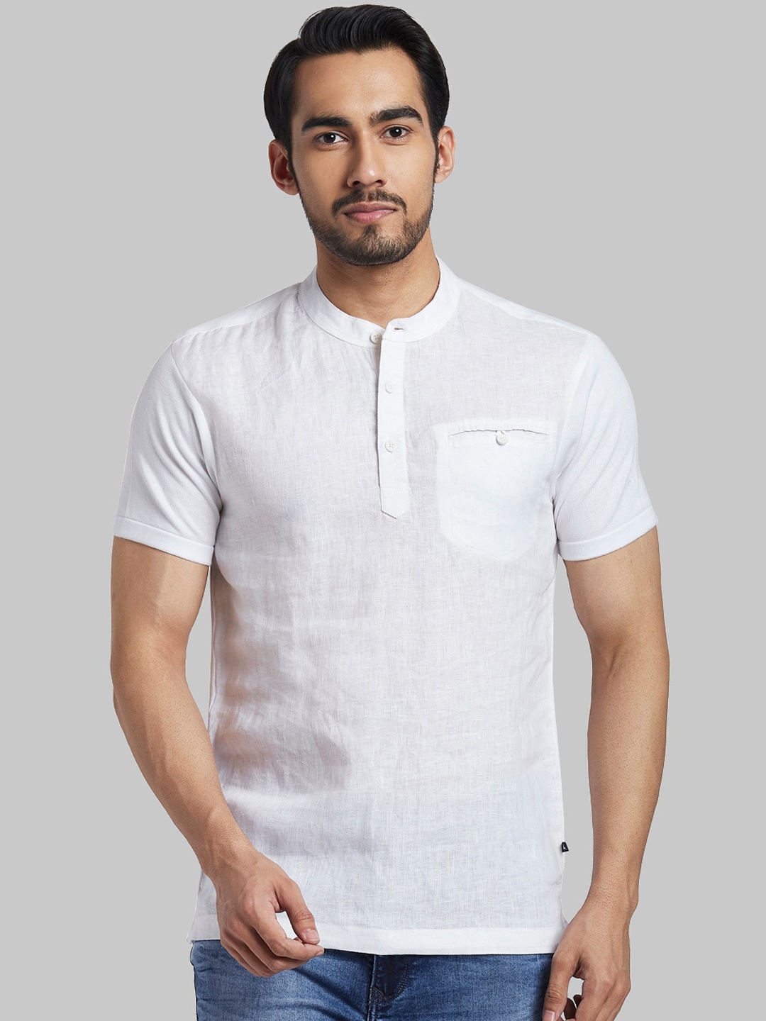 

Parx Men White Solid Henley Neck Pure Cotton T-shirt