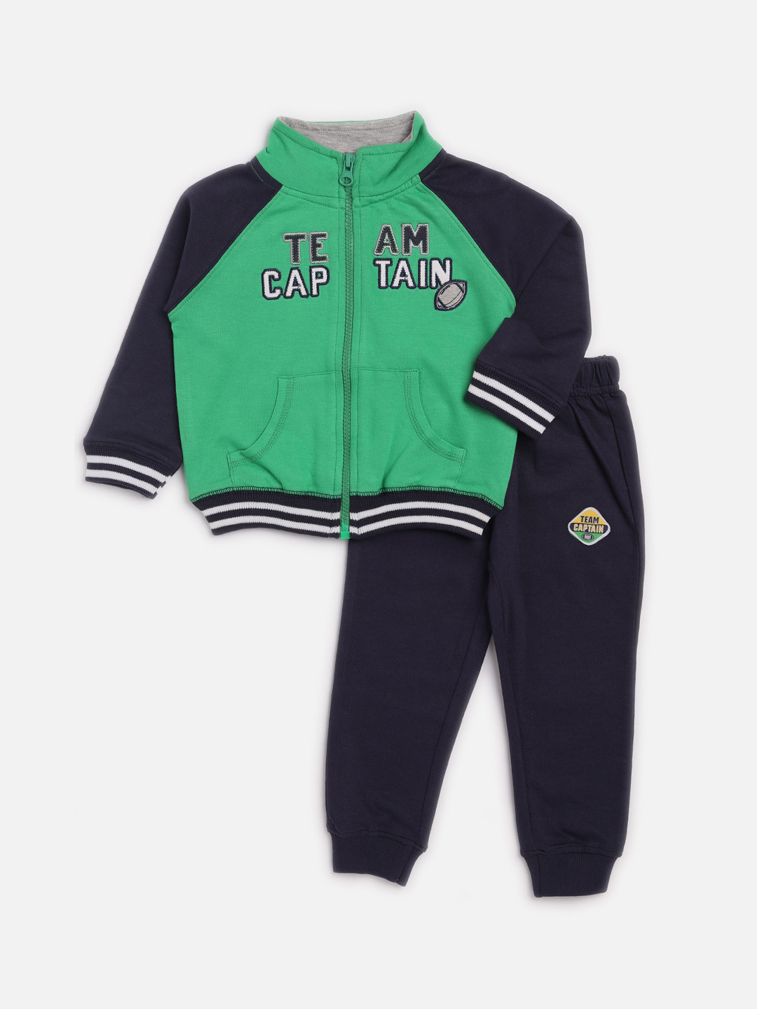 

TOFFY HOUSE Boys Green & Navy Blue Printed Shirt with Pyjamas