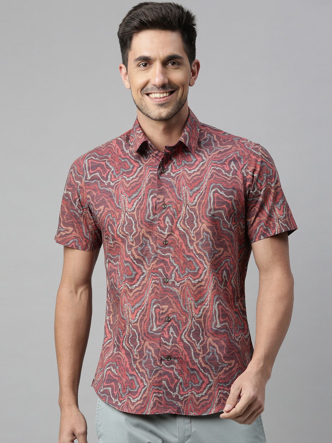 

RARE RABBIT Men Brown Regular Fit Printed Casual Shirt