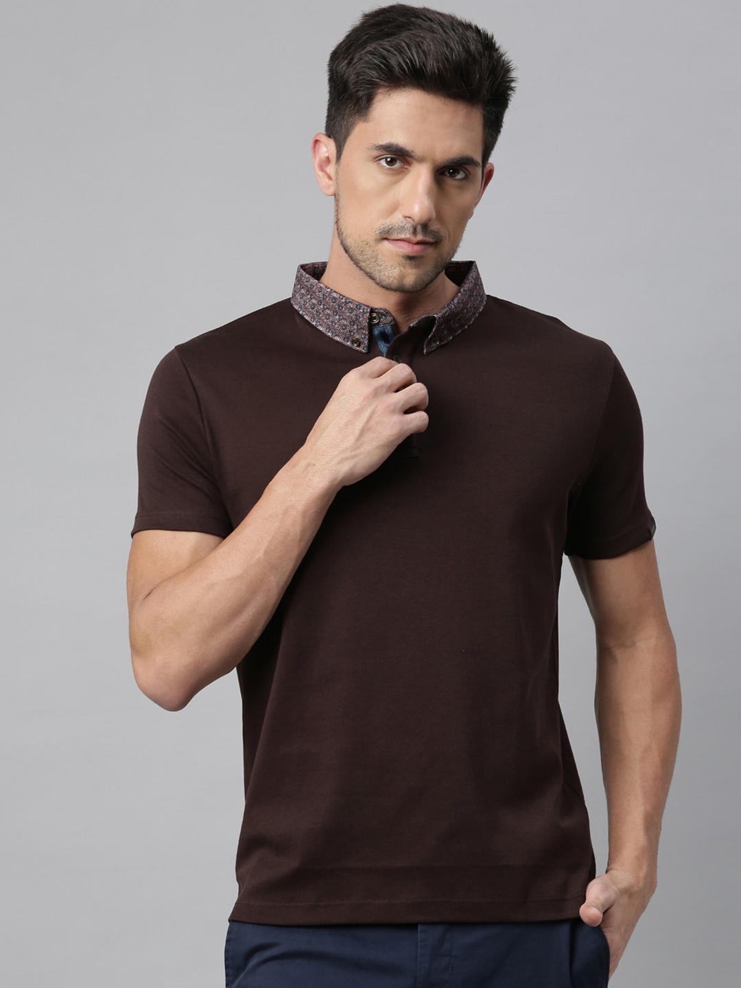 

POSHAQ Mens Coffee Coffee Cotton Tshirt, Coffee brown