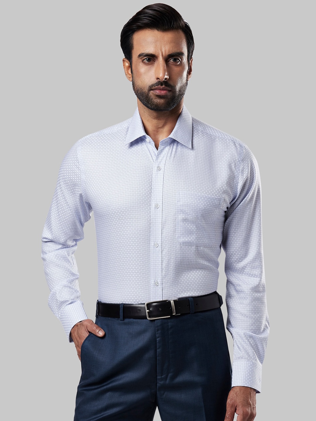 

Raymond Men Blue Regular Fit Printed Pure Cotton Formal Shirt