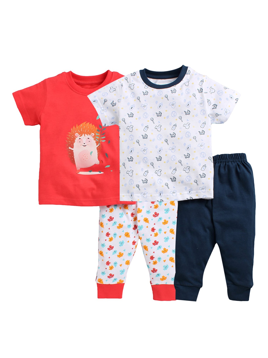 

BUMZEE Unisex Kids Navy Blue & Orange Printed Night suit