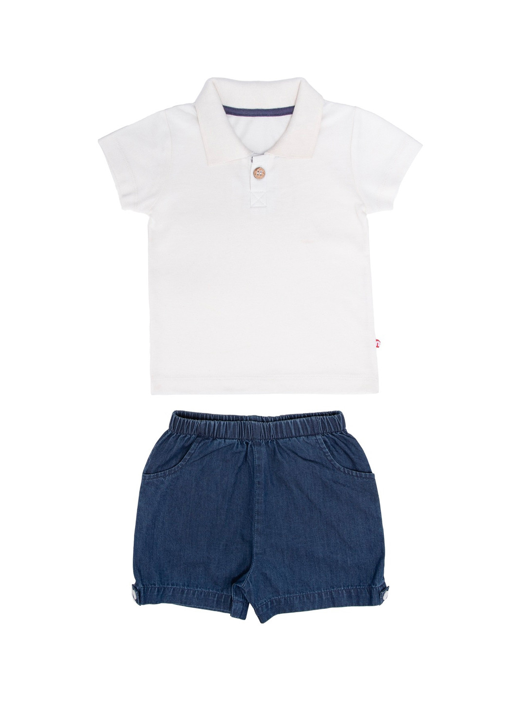 

Nino Bambino Boys White & Blue Solid T-shirt with Shorts
