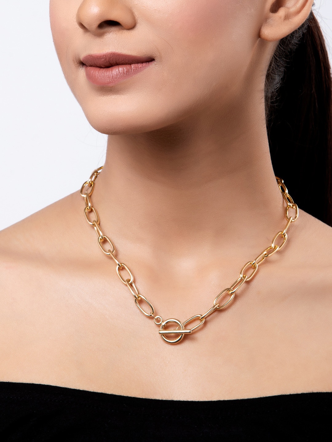 

Shining Diva Fashion Gold-Toned Metal Gold-Plated Layered Chain