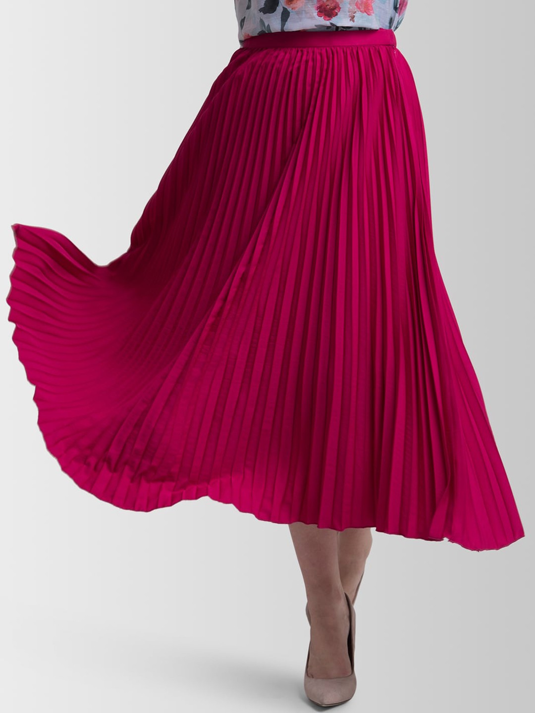 

FableStreet Fuchsia Pink Accordian Pleated Flared Skirt