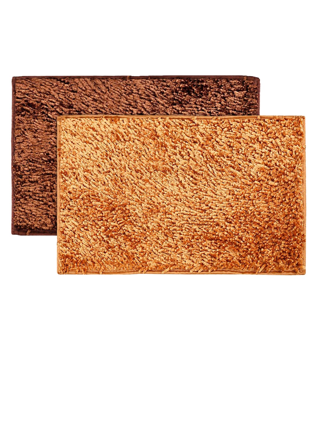 

Kuber Industries Set Of 2 Gold & Brown Solid Anti-Skid Doormats