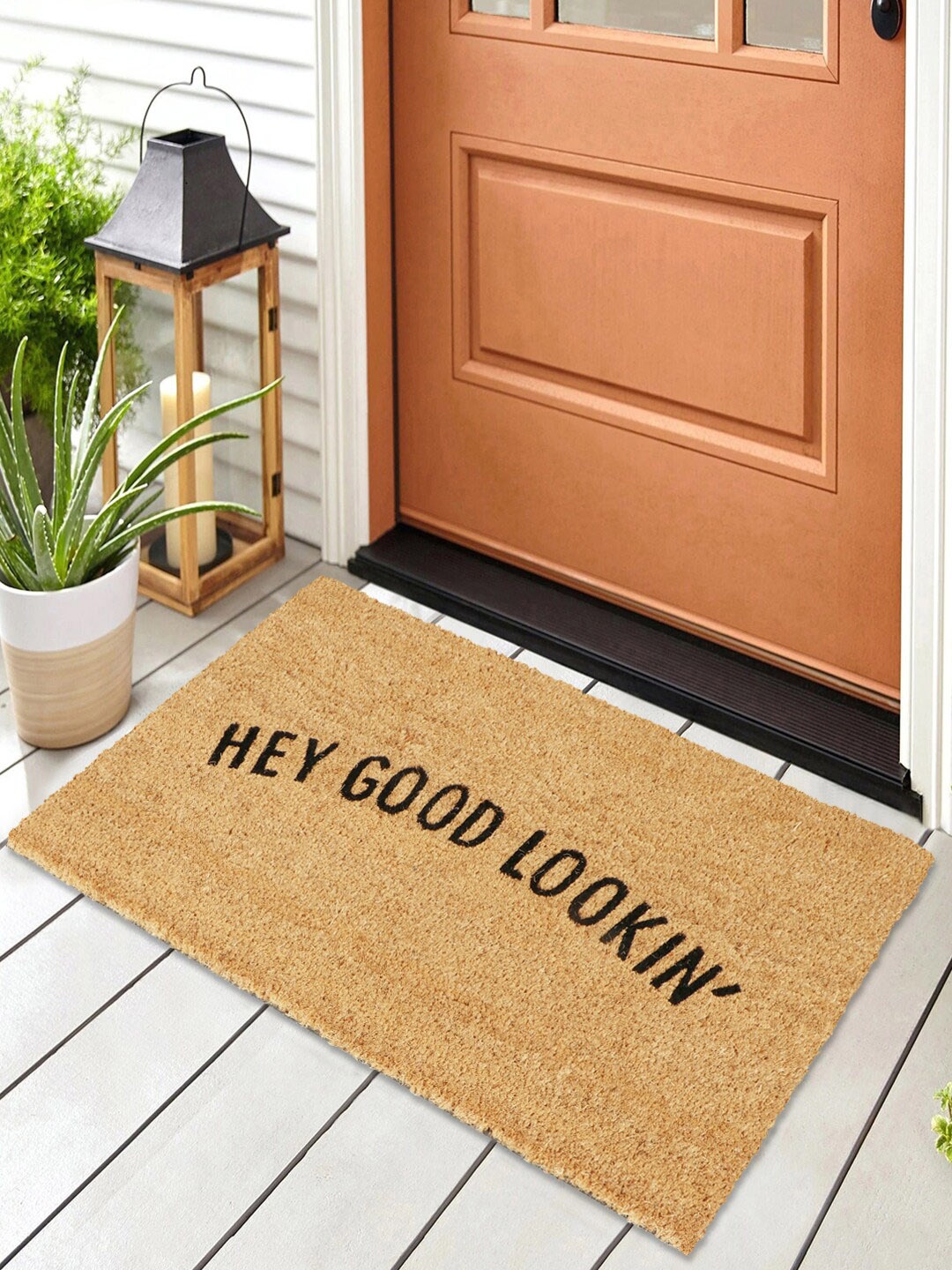

HomeStorie Brown & Black Printed Anti-Skid Doormat