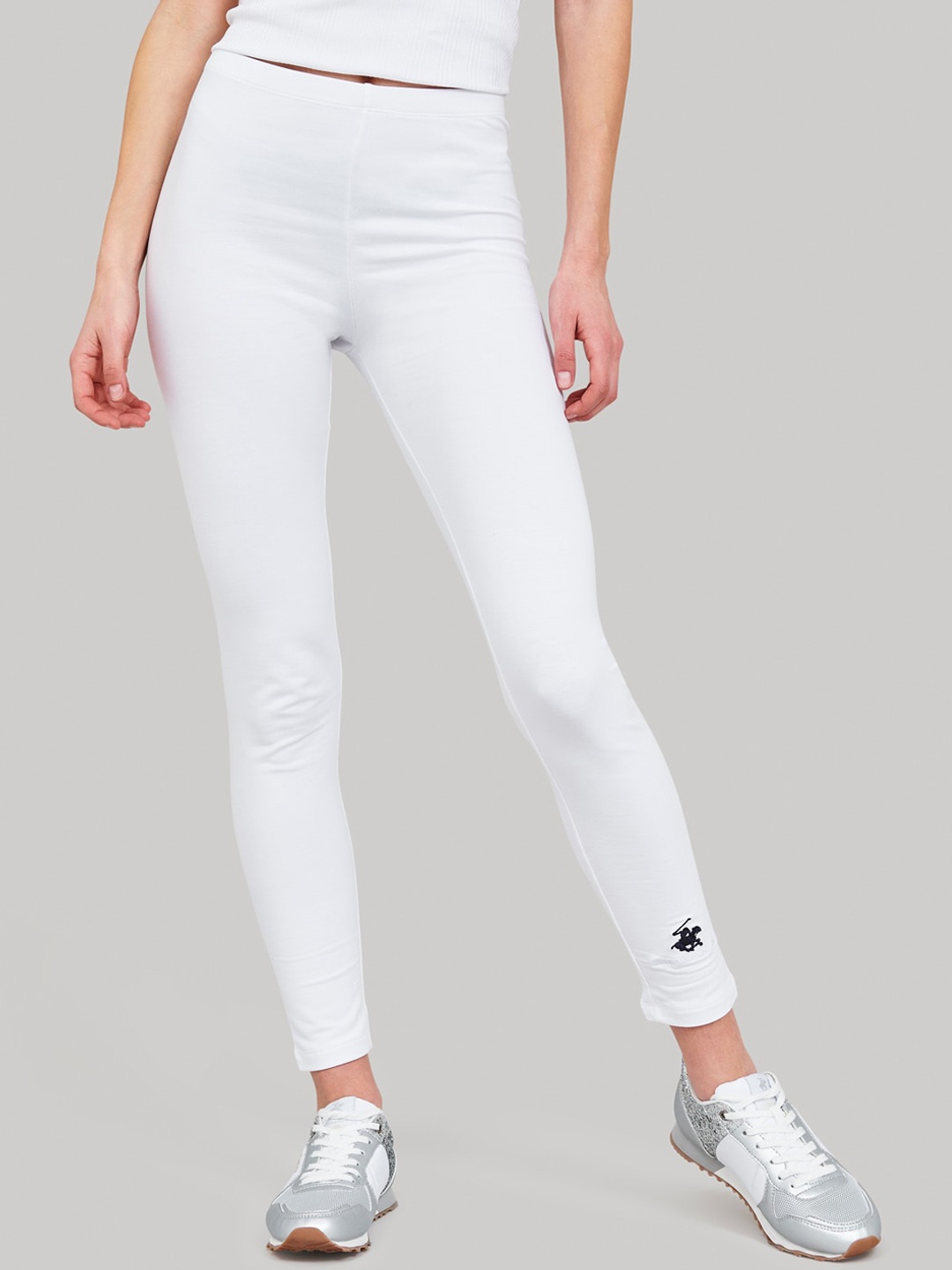 

Beverly Hills Polo Club Women White Solid Track Pants