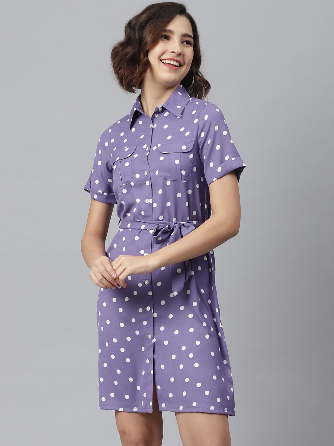 

StyleStone Women Lavender Printed Shirt Dress