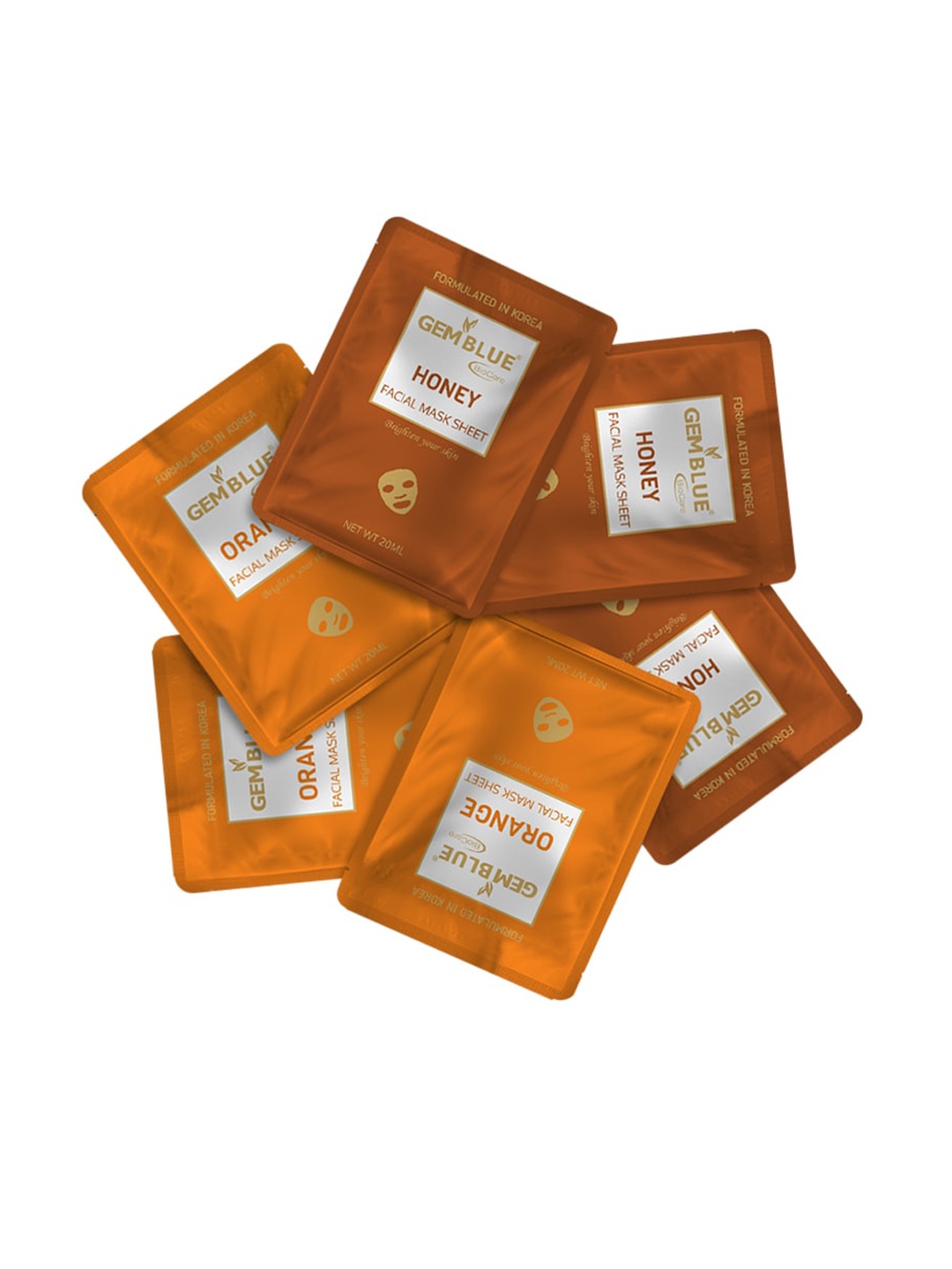 

GEMBLUE BioCare Unisex Pack of 6 Honey & Orange Facial Mask Sheet 120 ml