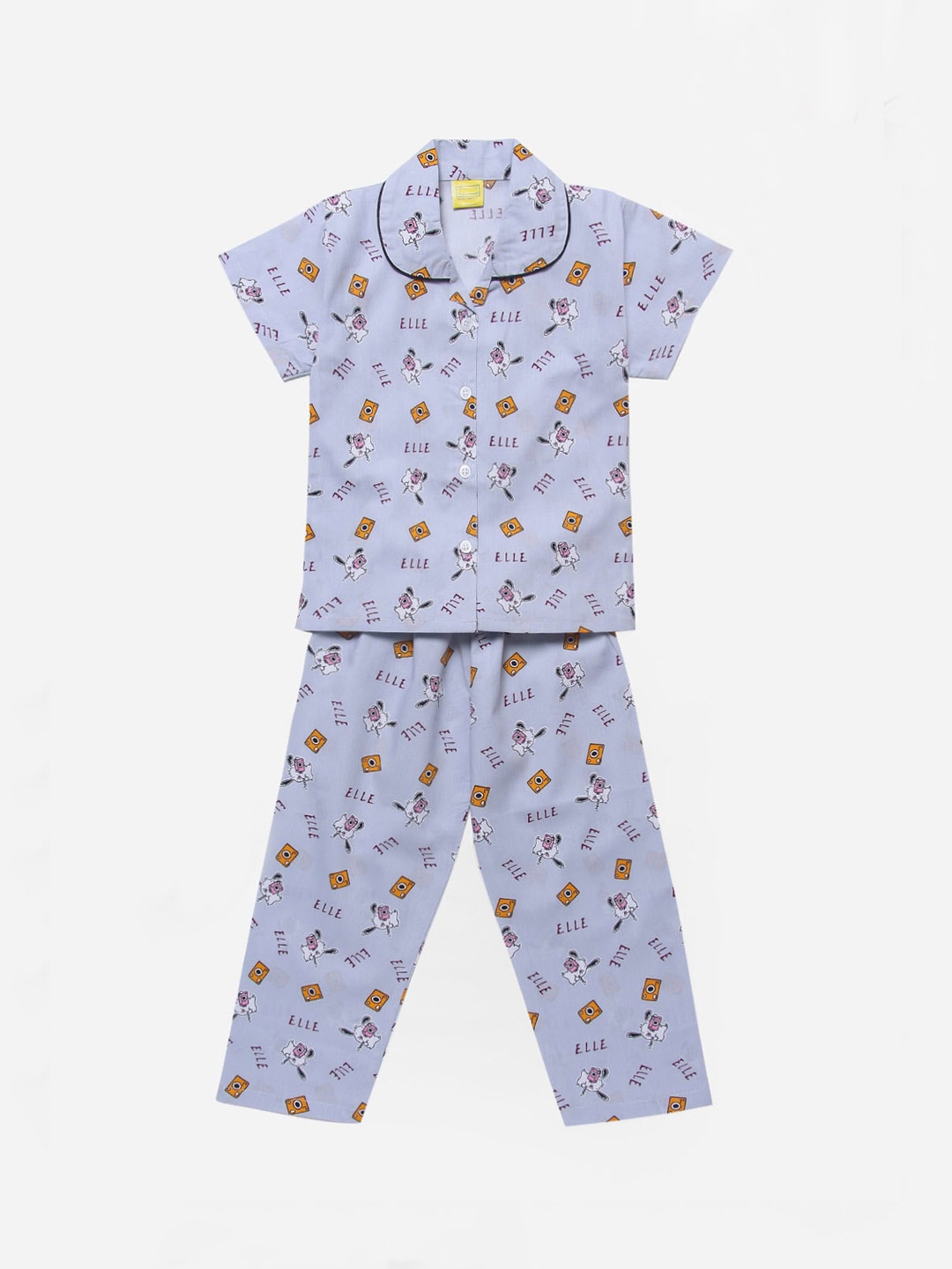 

The Magic Wand Girls Lavender & Yellow Printed Night suit