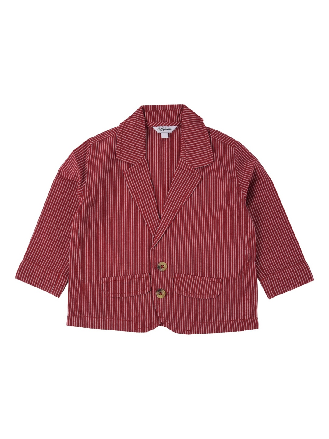 

TOFFY HOUSE Boys Maroon Striped Tailored Jacket