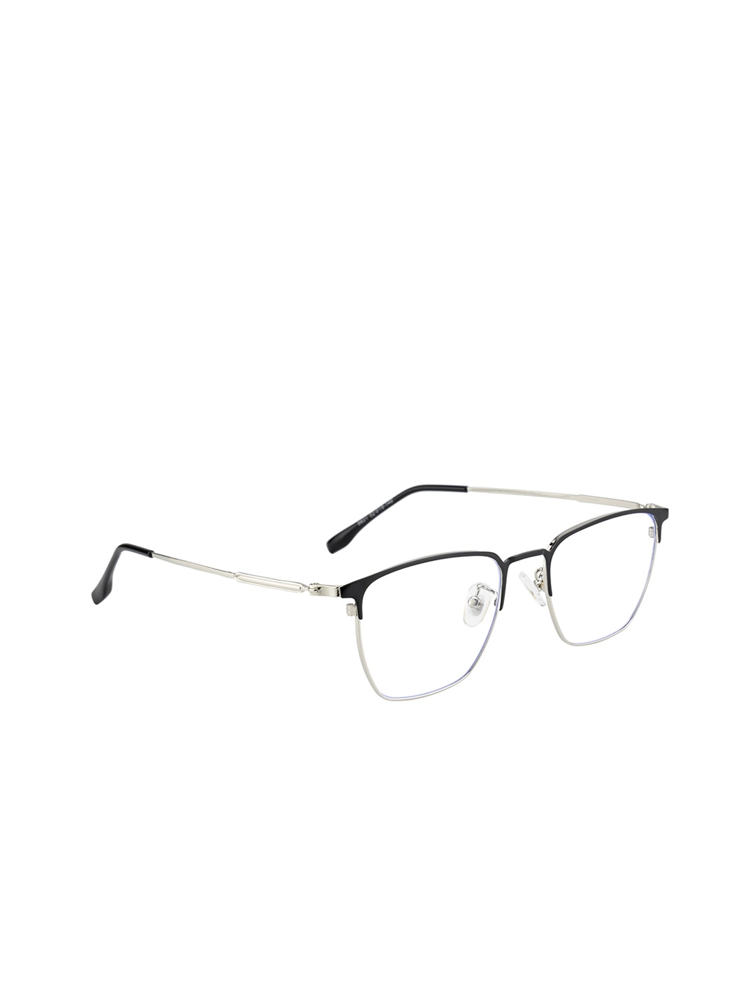 

Clark N Palmer Unisex Black & Silver-Toned Solid Full Rim Square Frames