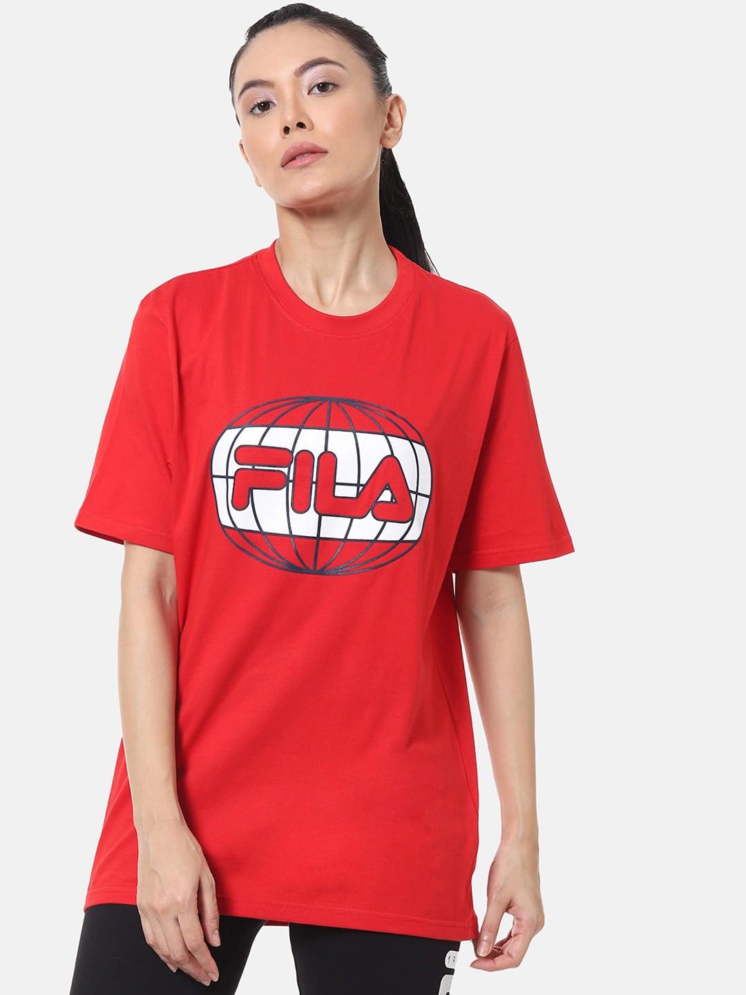 

FILA Women Red Printed Round Neck T-shirt
