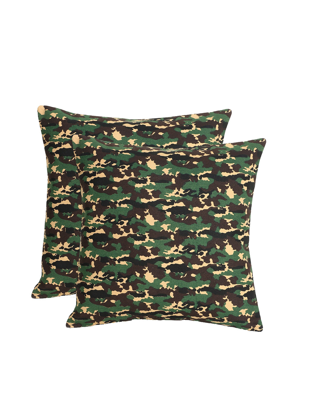 

Mezposh Coffee Brown & Green Set of 2 Abstract Square Cushion Covers