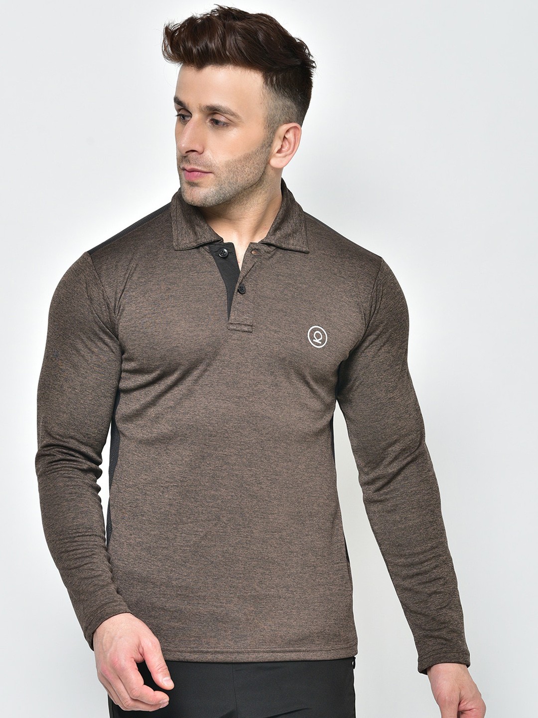 

CHKOKKO Men Brown Solid Gym T -Shirt Gym T -Shirt