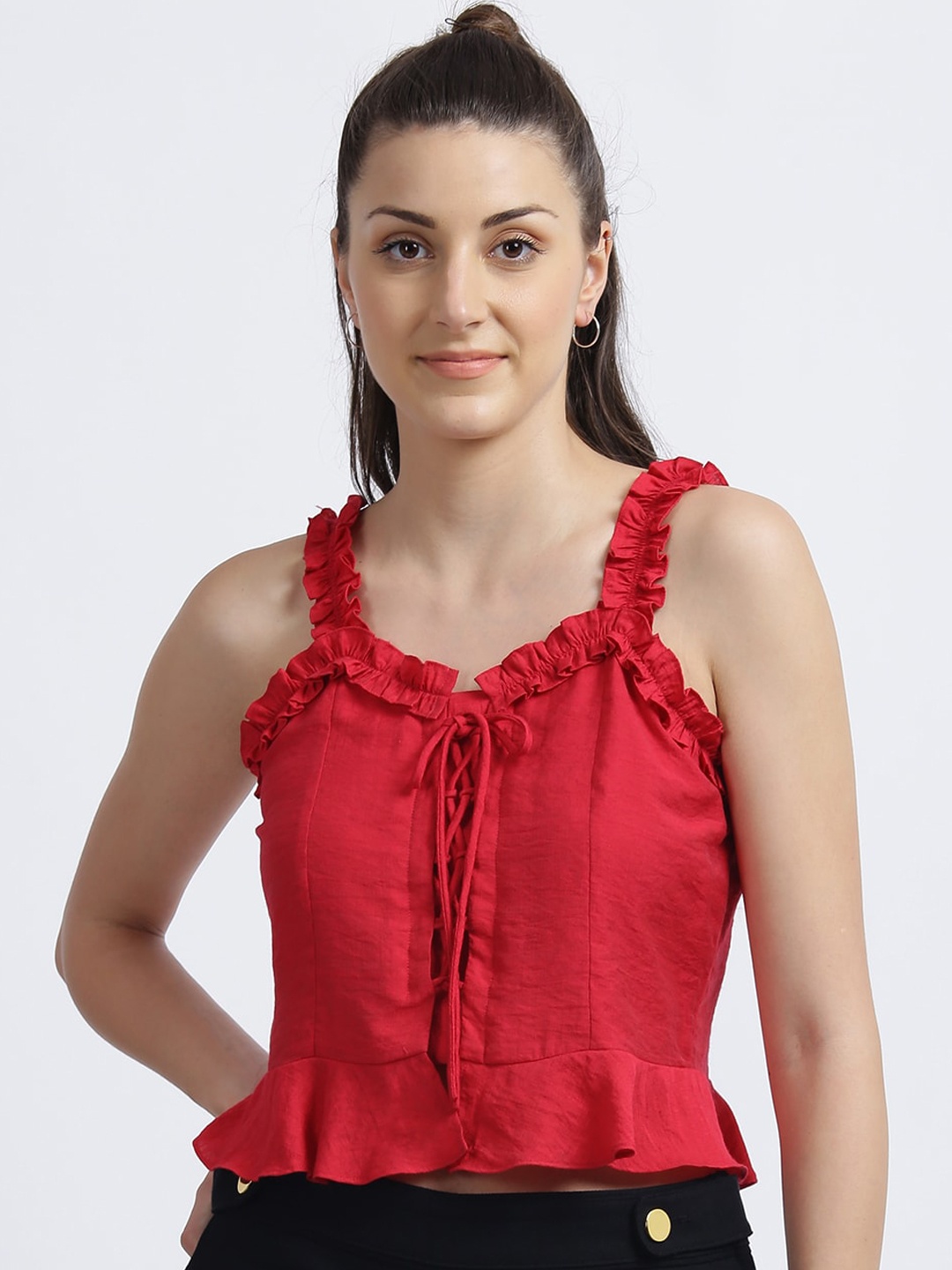 

Zink London Red Regular Crop Top