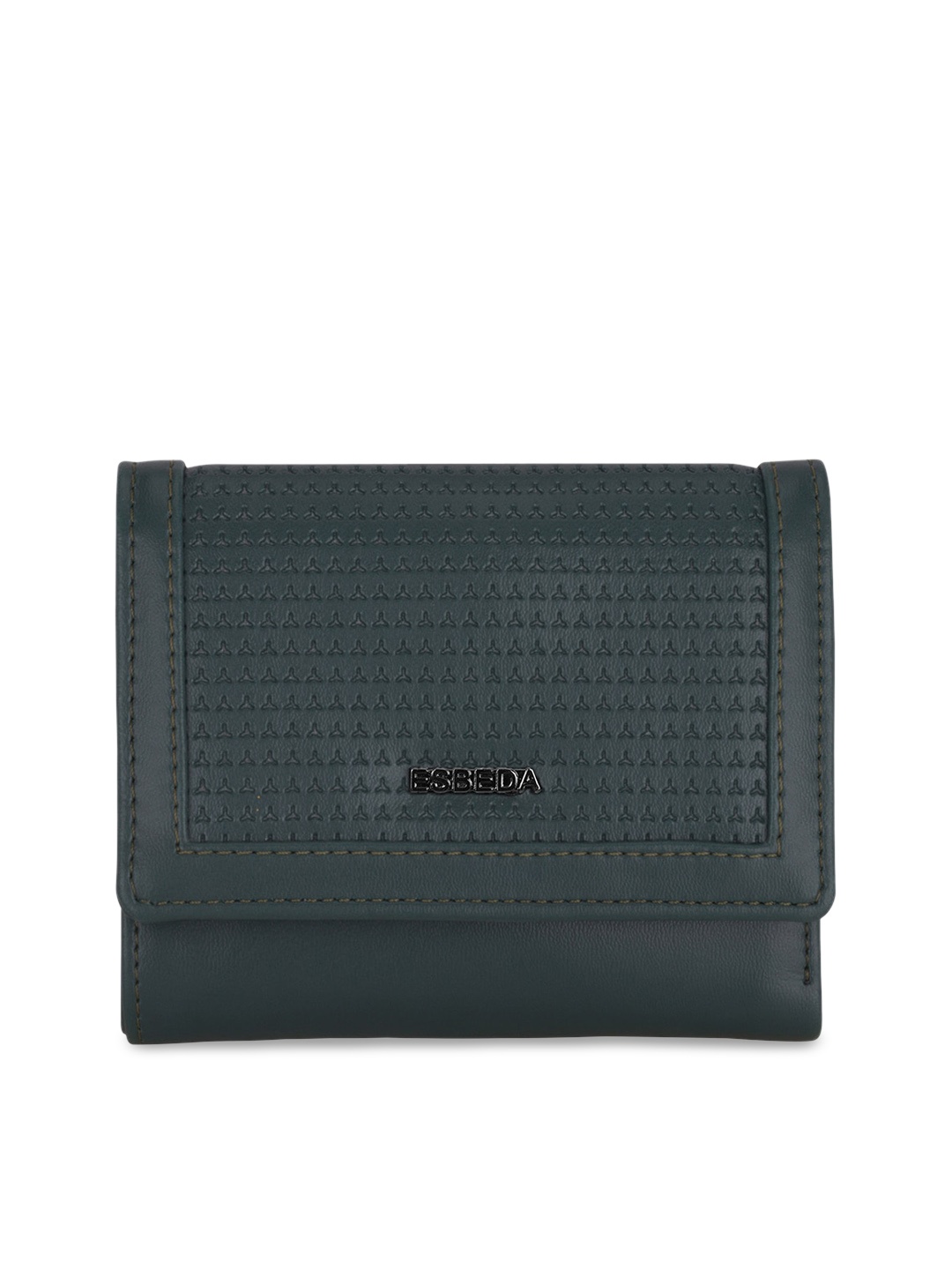 

ESBEDA Women Teal Green Textured Three Fold Wallet