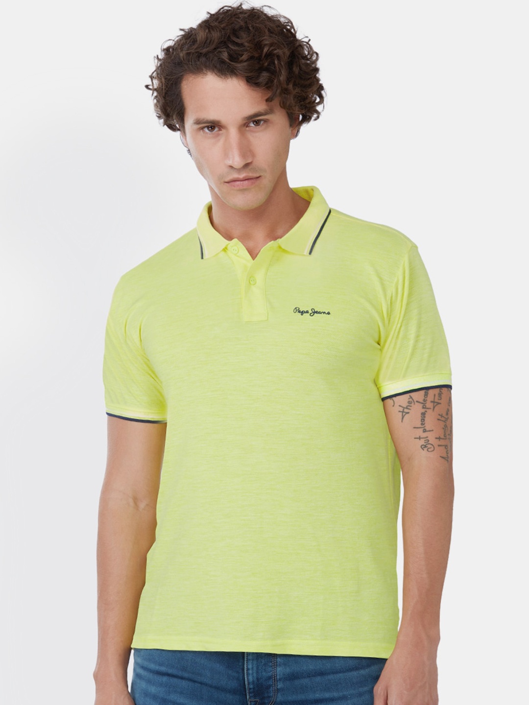 

Pepe Jeans Men Yellow Polo Collar T-shirt