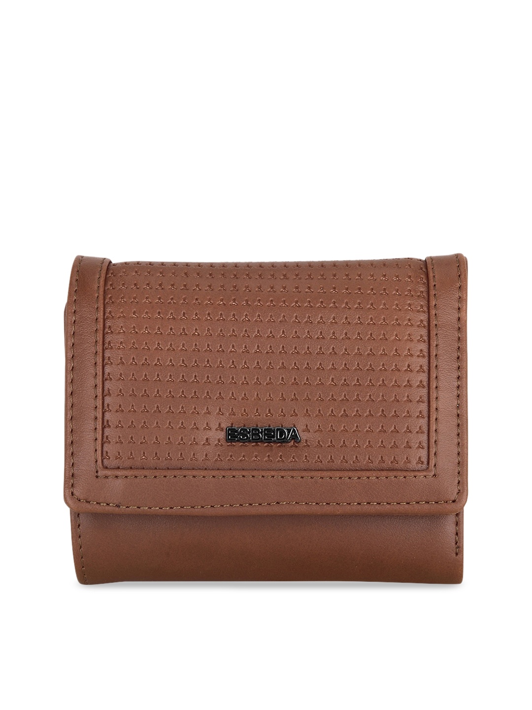 

ESBEDA Women Tan Brown Textured Three Fold Wallet