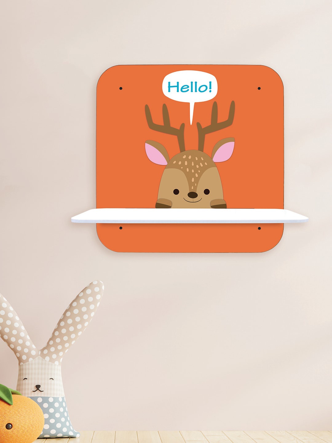 

RANDOM Orange & Brown MDF Basic Wall Shelf