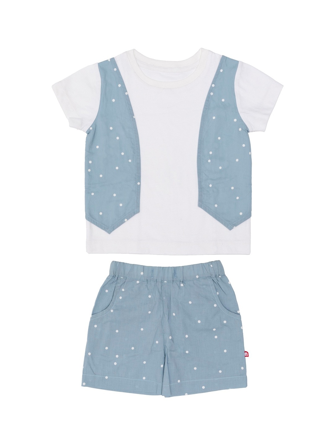 

Nino Bambino Boys White & Blue Solid T-shirt with Shorts