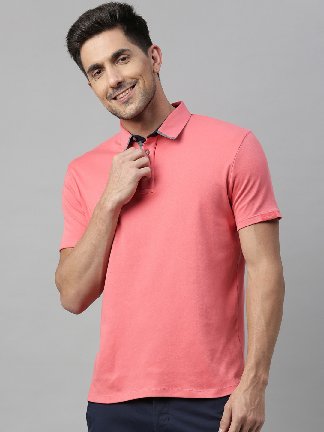 

RARE RABBIT Men Red Solid Polo Collar T-shirt