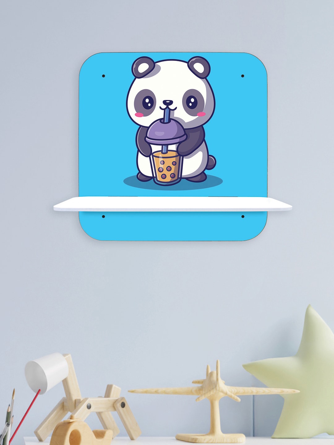 

RANDOM Blue & White MDF Basic Wall Shelf