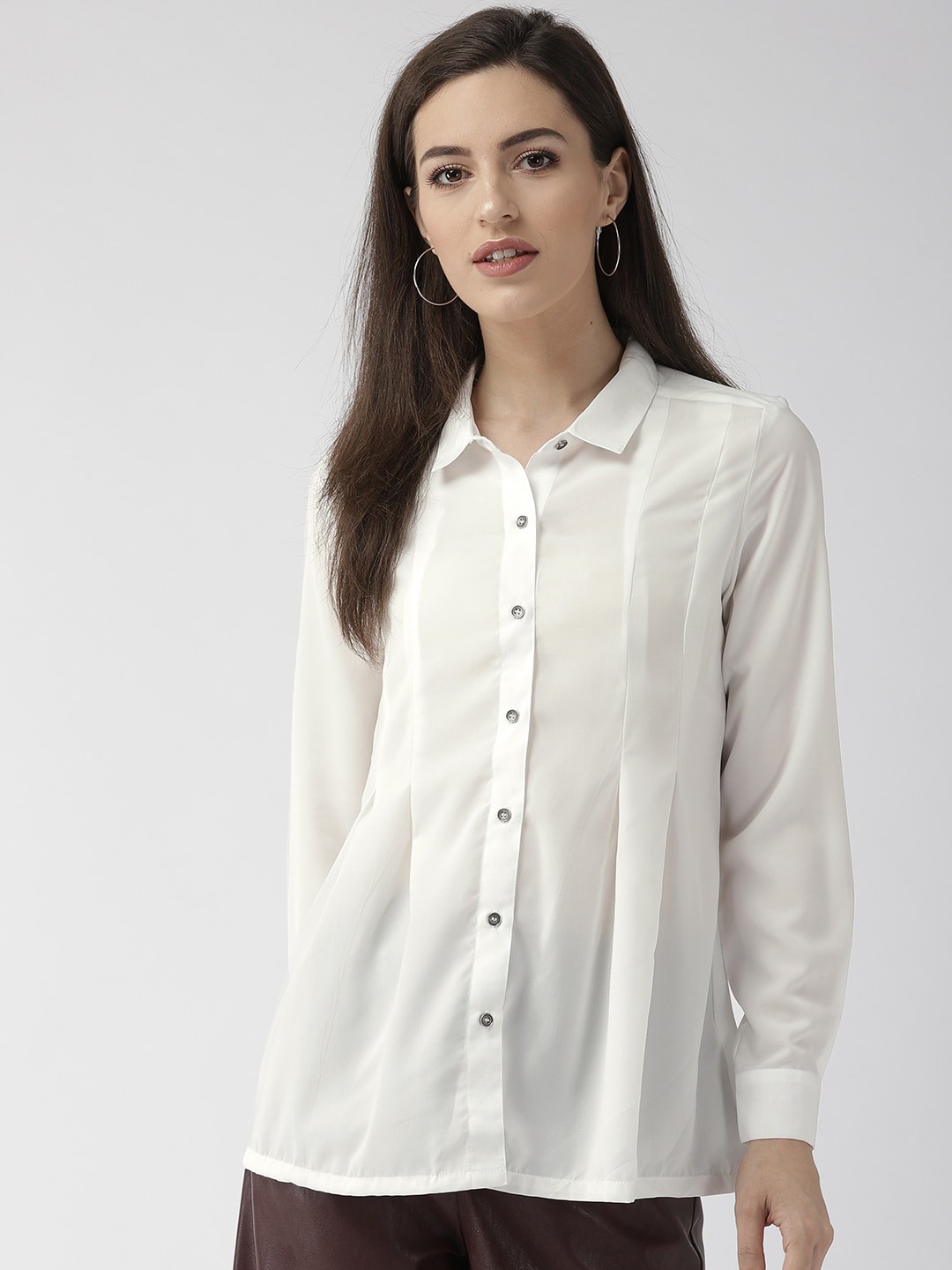 

Xpose Women White Regular Fit Solid Casual Shirt
