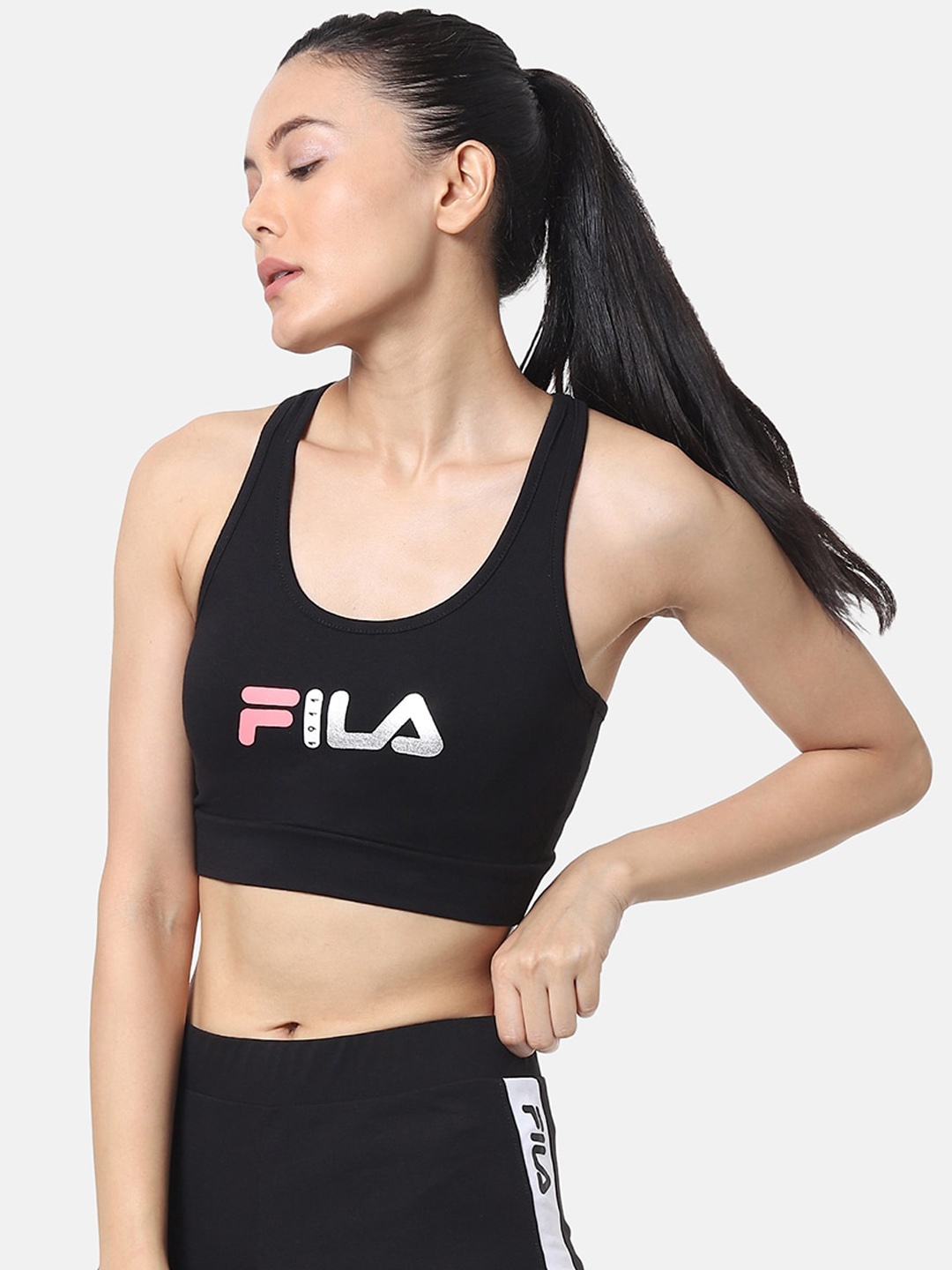 

FILA Black Printed Non-Wired Non Padded Workout Bra 12009526