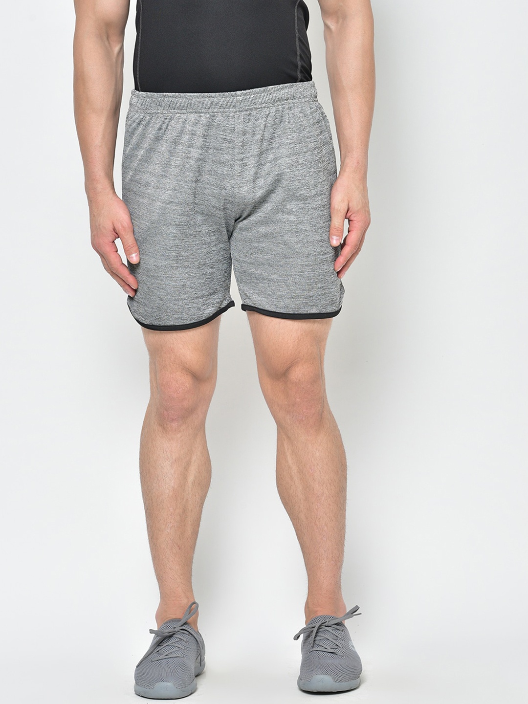 

CHKOKKO Men Grey Solid Regular Fit Sports Shorts