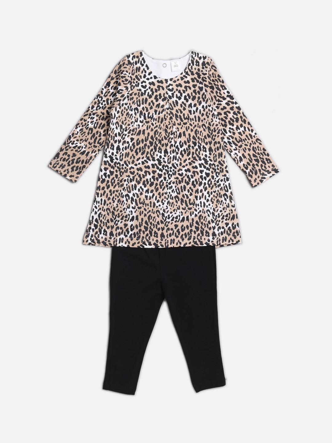 

TOFFY HOUSE Girls Black & White Printed Top with Leggings
